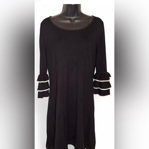 Danny & Nicole Black Midi Dress with White Accents